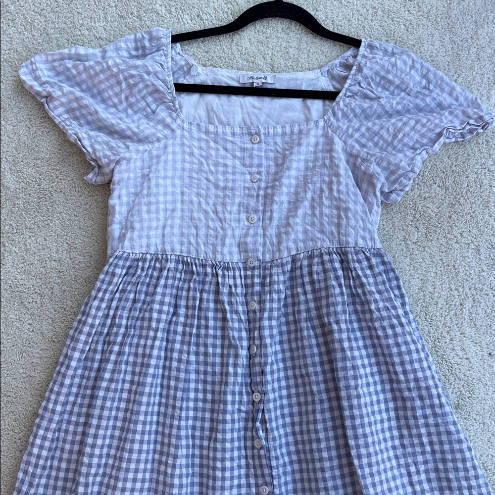 Madewell Patchwork Gingham Button-Front Tiered Mi… - image 6